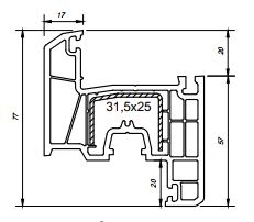 Профиль NOVOLINE/ORAS 70-5К COMFORT створка, шт=6,5м