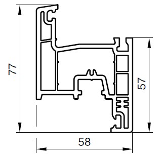 Профиль NOVOLINE RED MAX 2023 58-3К, створка 13 паз Z 77 мм, 6.5 м